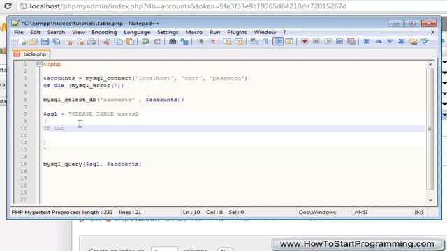 PHP Tutorial 27 - MySQL Creating A Table (PHP For Beginners) смотреть онлайн