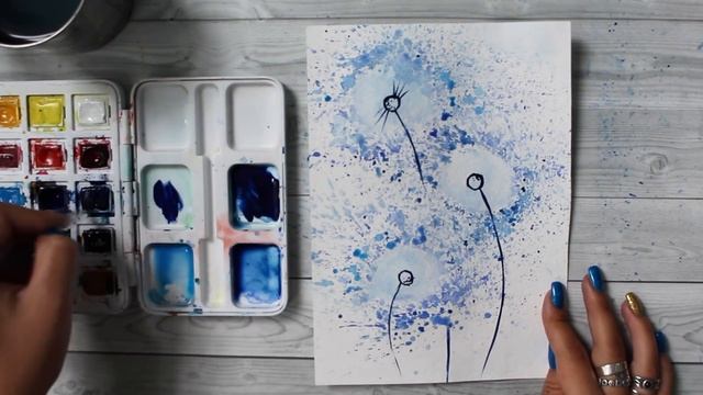 Как нарисовать одуванчики акварелью. 365 арт дней. День 4 смотреть онлайн