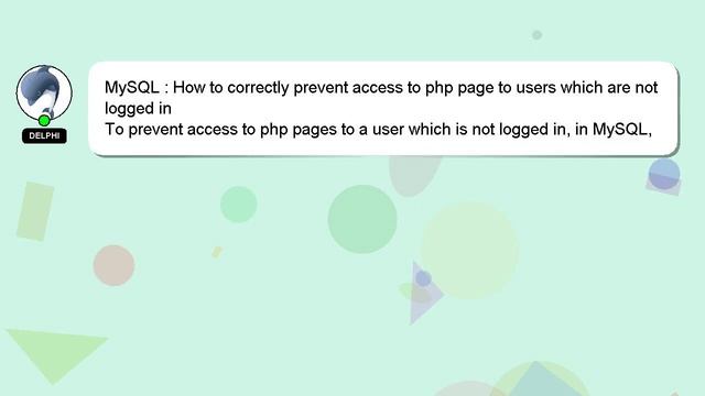 MySQL : How to correctly prevent access to php page to users which are not logged in смотреть онлайн