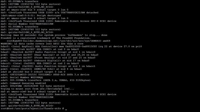 FreeBSD 11: монтируем NTFS флешки и внешние жёсткие диски с помощью fuse смотреть онлайн