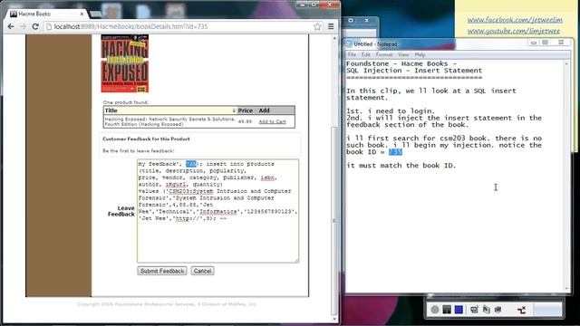 Symantec - Foundstone - Hacme Books - SQL Injection - Insert Statement смотреть онлайн