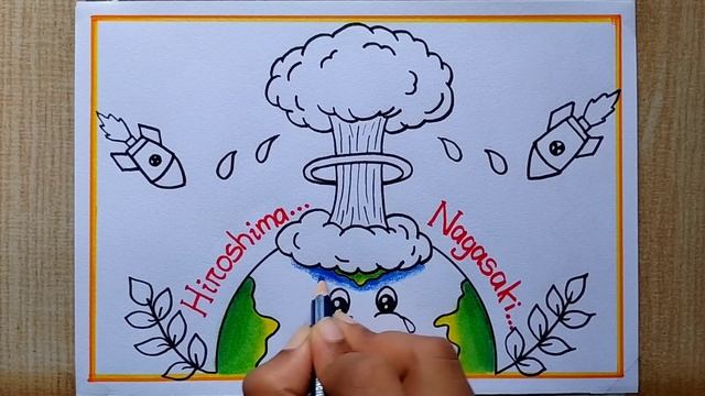 Hiroshima Nagasaki Day drawing easy| Hiroshima Nagasaki Day Poster drawing| Stop war drawing смотреть онлайн