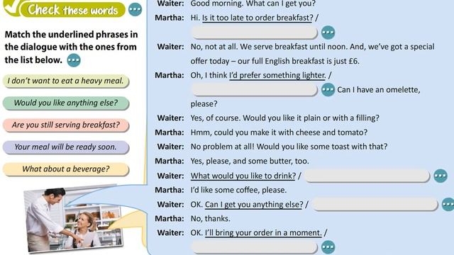 Ordering Breakfast Grade 8