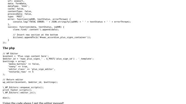 Wordpress: Multiple wp_editor instances in custom post type using Ajax смотреть онлайн