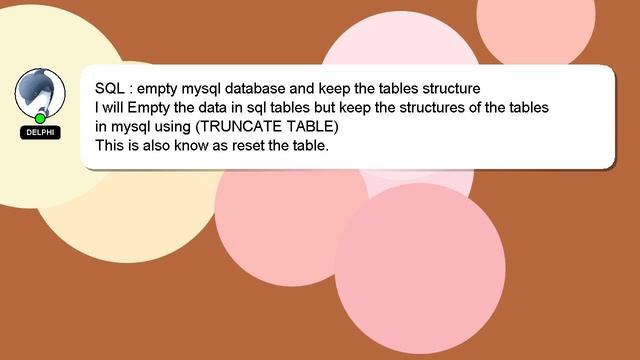 SQL : empty mysql database and keep the tables structure смотреть онлайн