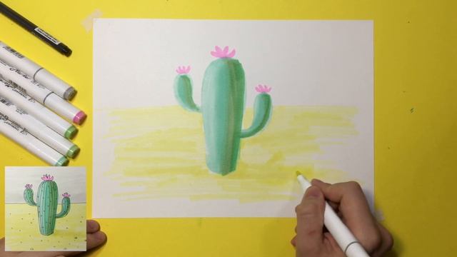 Как нарисовать КАКТУС / Поэтапный урок рисования маркерам / идеи для СКЕТЧБУКА смотреть онлайн