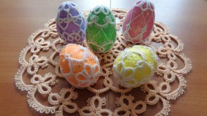 Украшение для пасхального яйца 2. Фриволите иглой.
