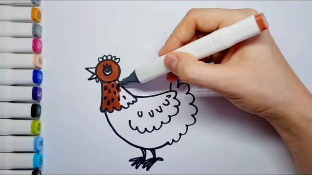how to draw a chicken ! Рисуем курицу ! смотреть онлайн