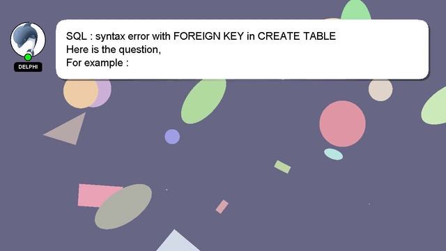 SQL : syntax error with FOREIGN KEY in CREATE TABLE смотреть онлайн