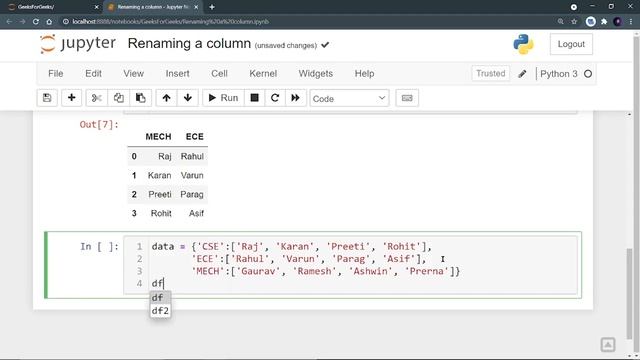 How to Rename Columns in Pandas DataFrame? | GeeksforGeeks смотреть онлайн