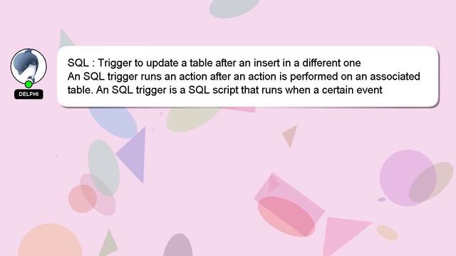 SQL : Trigger to update a table after an insert in a different one смотреть онлайн