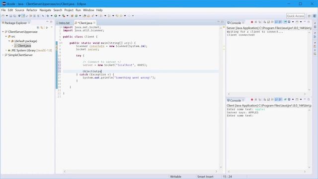 Client Server Sockets App in Java - Part 1/2 смотреть онлайн