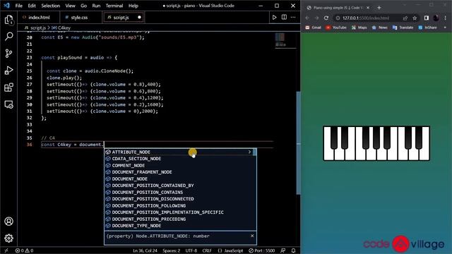How to make Piano with Tune using Html CSS & JS | Tutorial for Beginners  @Code Village смотреть онлайн