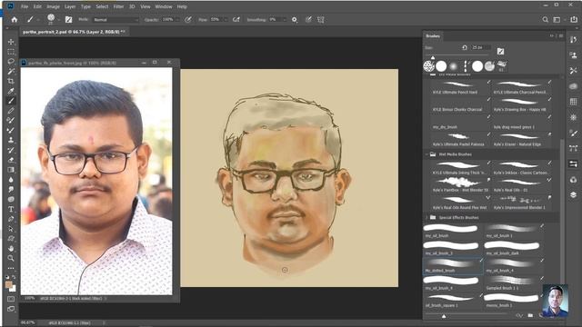 Digital Portrait Drawing | From Reference Photo | Adobe Photoshop | 10 min. смотреть онлайн