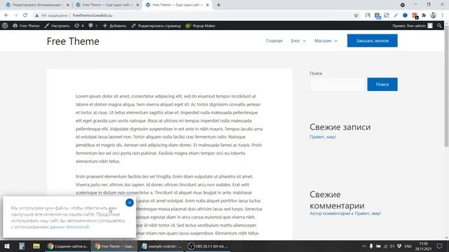 Сообщение MESSAGE COOKIES на сайте WordPress | Плагин PopUp Maker | WordPress с нуля смотреть онлайн