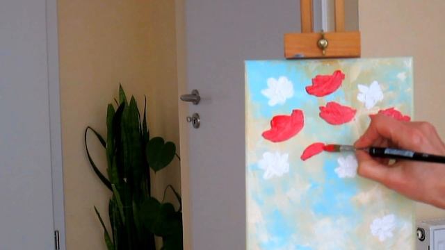 Как нарисовать цветы. Маки. Рисуем вместе. рисуй со мной. Мастихин. Palette knife Poppies смотреть онлайн