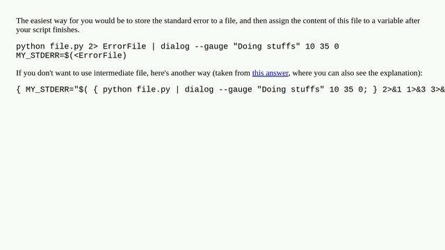 Get stderr after redirecting output to dialog gauge смотреть онлайн