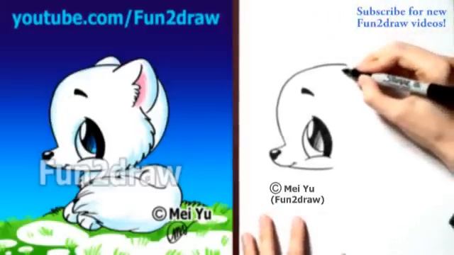 Easy Things to Draw Cute Animals - Drawing Tutorial - Arctic Fox (Easy!) | Fun2draw Art Classes смотреть онлайн