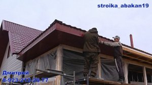 Стройка фасада дома из сайдинга XL брус беленый дуб