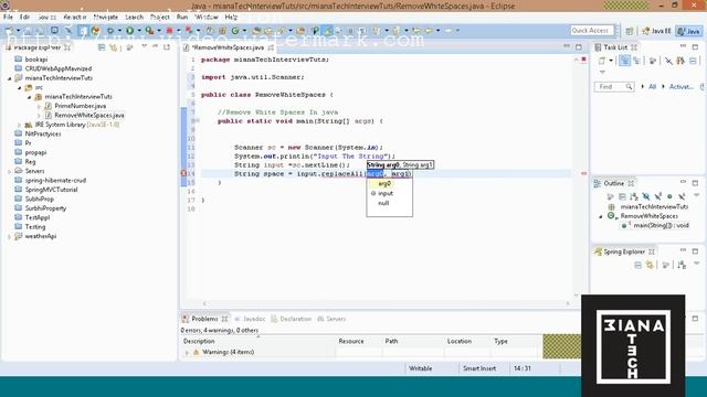Remove White Spaces In java смотреть онлайн