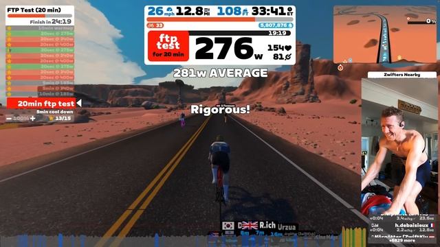 Zwift 20 min FTP Test | How close is it to a Zwift Ramp Test смотреть онлайн
