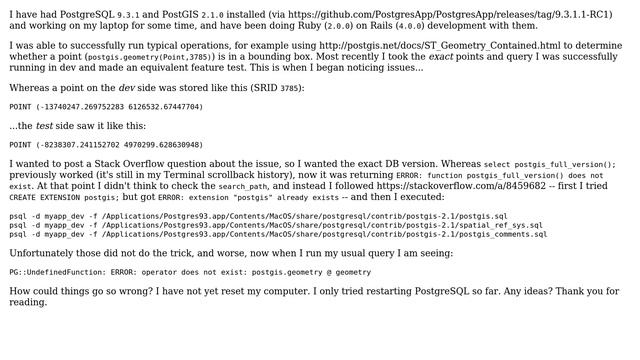 Databases: PostGIS ERROR: operator does not exist: postgis.geometry @ geometry смотреть онлайн