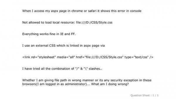 CSS : Chrome & Safari Error::Not allowed to load local resource: file:///D:/CSS/Style.css