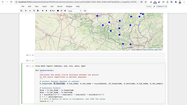 Reading and plotting Geospatial data using a Haversine function смотреть онлайн