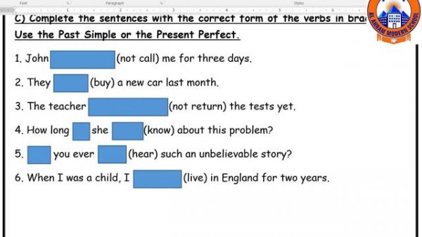 Grade 5 Unit 2 Present Perfect VS Past Simple English