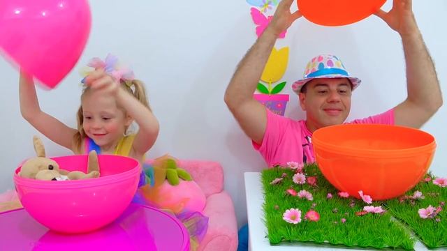 Настя и папа собирают и открывают сюрпризы смотреть онлайн