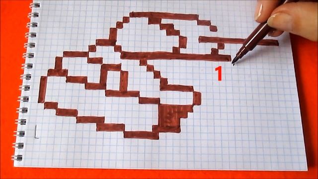 Как нарисовать Танк по клеточкам в тетради How To Draw Panzer By Cells Pixel Art