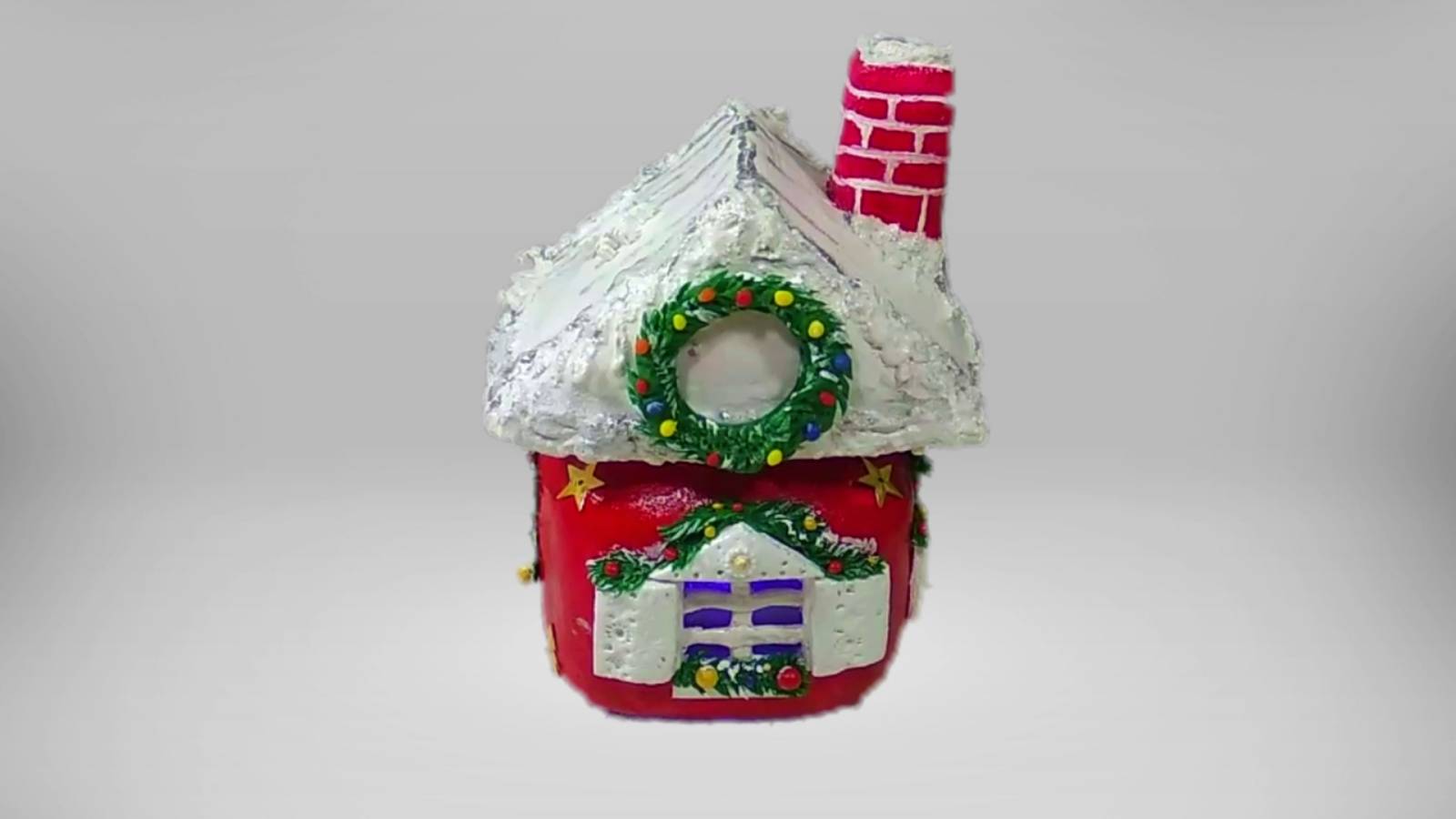 Новогодний домик с подсветкой. Поделки. DIY. смотреть онлайн
