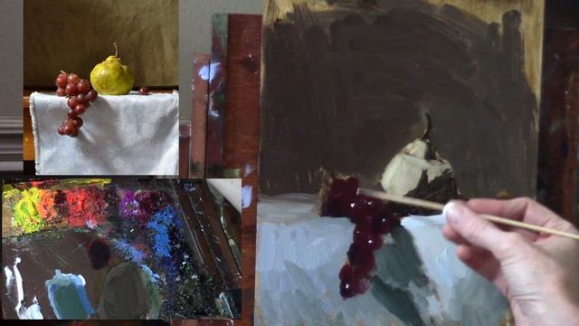 How to paint grapes and a pear in oil - full demonstration смотреть онлайн