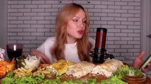MUKBANG | Три домашних шаурмы с креветками, курицей, говядиной | Shawarma, Rolls | не ASMR