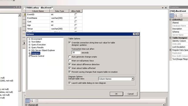 MS SQL: Turn off the feature that prevents you from changing tables that needs to be re-created смотреть онлайн