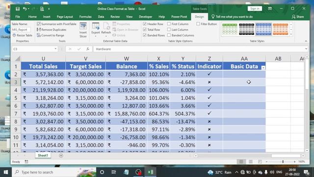 Excel Online Video 10 - Format as Table (Part - 2) By Ahsan Aziz смотреть онлайн
