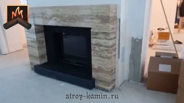 Строим современный встроенный камин в КП Онегино: топка Астов ПС 7057, отделка - травертин, гранит смотреть онлайн