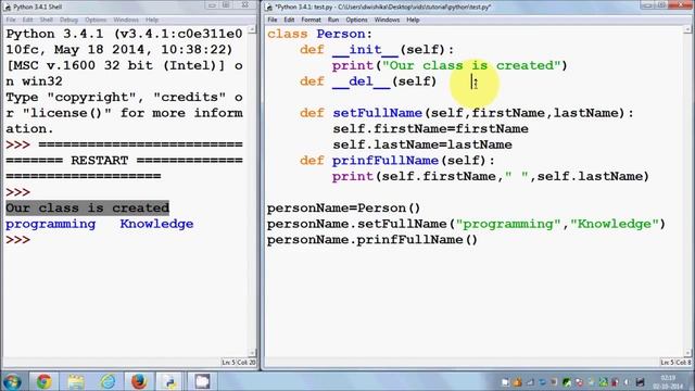 Class Constructors init and Destructor del in Python смотреть онлайн