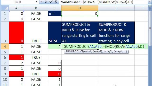 Excel Magic Trick 466: SUM every Nth value SUMPRODUCT, MOD & ROW functions смотреть онлайн