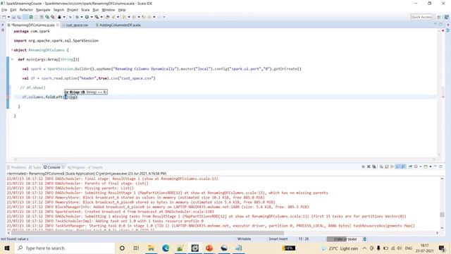 FoldLeft() | Replacing all the Column names at one go dynamically in a DF in Spark SQL using Scala смотреть онлайн