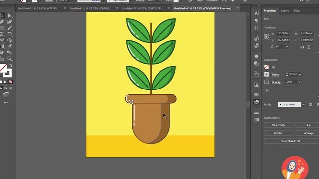 Flat Design Potted Plants / Adobe Illustrator ( 2023 ) смотреть онлайн