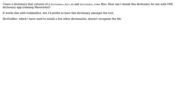 Apple: How to install .dict.dz/.index files to OSX dictionary.app? смотреть онлайн
