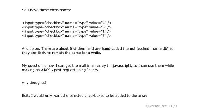 jQuery : Getting all selected checkboxes in an array смотреть онлайн