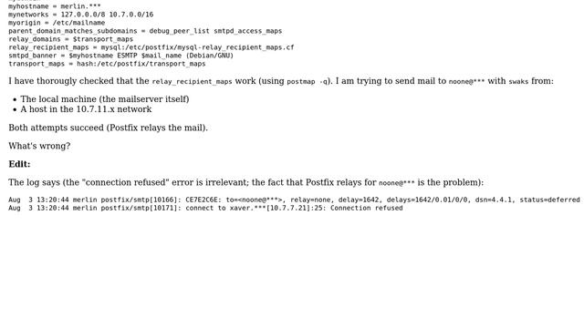 DevOps & SysAdmins: Postfix ignoring relay_recipient_maps? смотреть онлайн