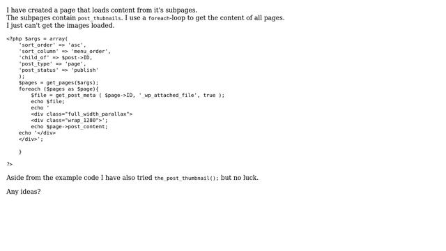 Wordpress: Get post thumbnail from subpages with a foreach loop смотреть онлайн