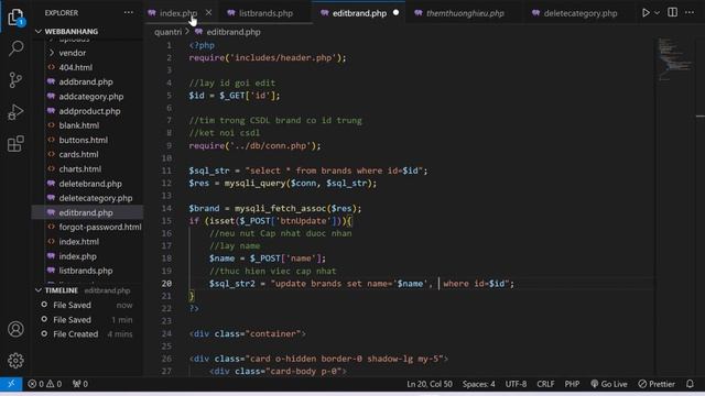 Xây dựng web bán hàng với PHP, MySQL - Bài 9: Chức năng cập nhật edit update brand, category смотреть онлайн