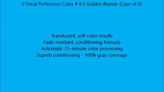 L'Oreal Preference Color # 8 3 Golden Blonde Case Of 6