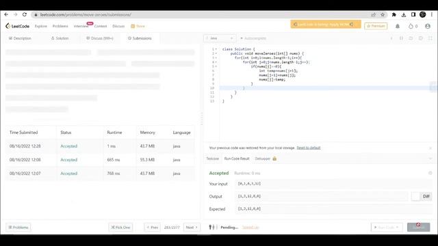 Leetcode 283 | Move Zeros | Live coding with explanation in Hindi | Java смотреть онлайн