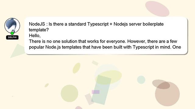 NodeJS : Is there a standard Typescript + Nodejs server boilerplate template? смотреть онлайн