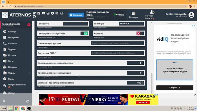 КАК СОЗДАТЬ ОПТИМАЛЬНЫЙ СЕРВЕР НА ATERNOS? смотреть онлайн